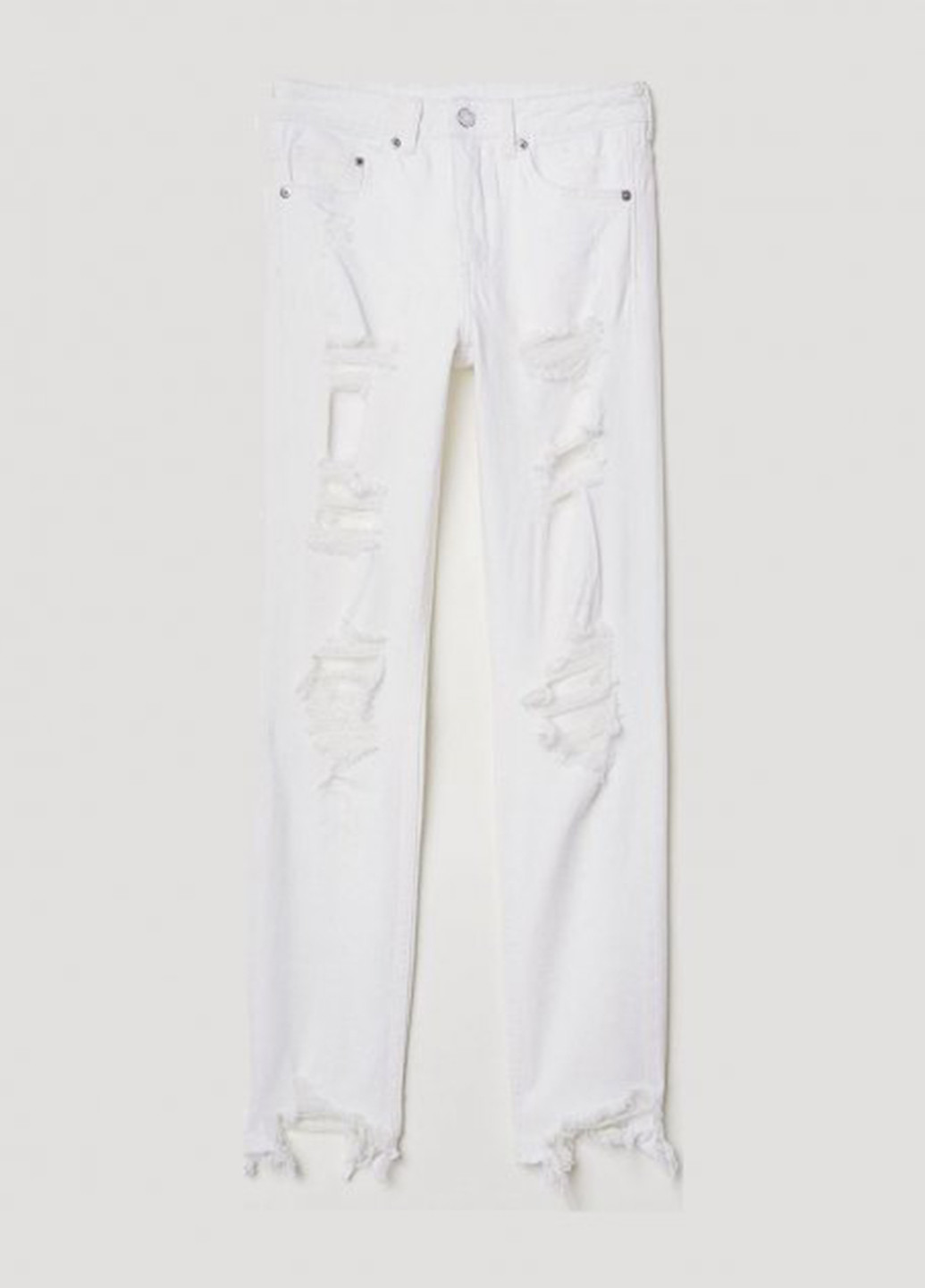 Белые летние слим джинсы H&M