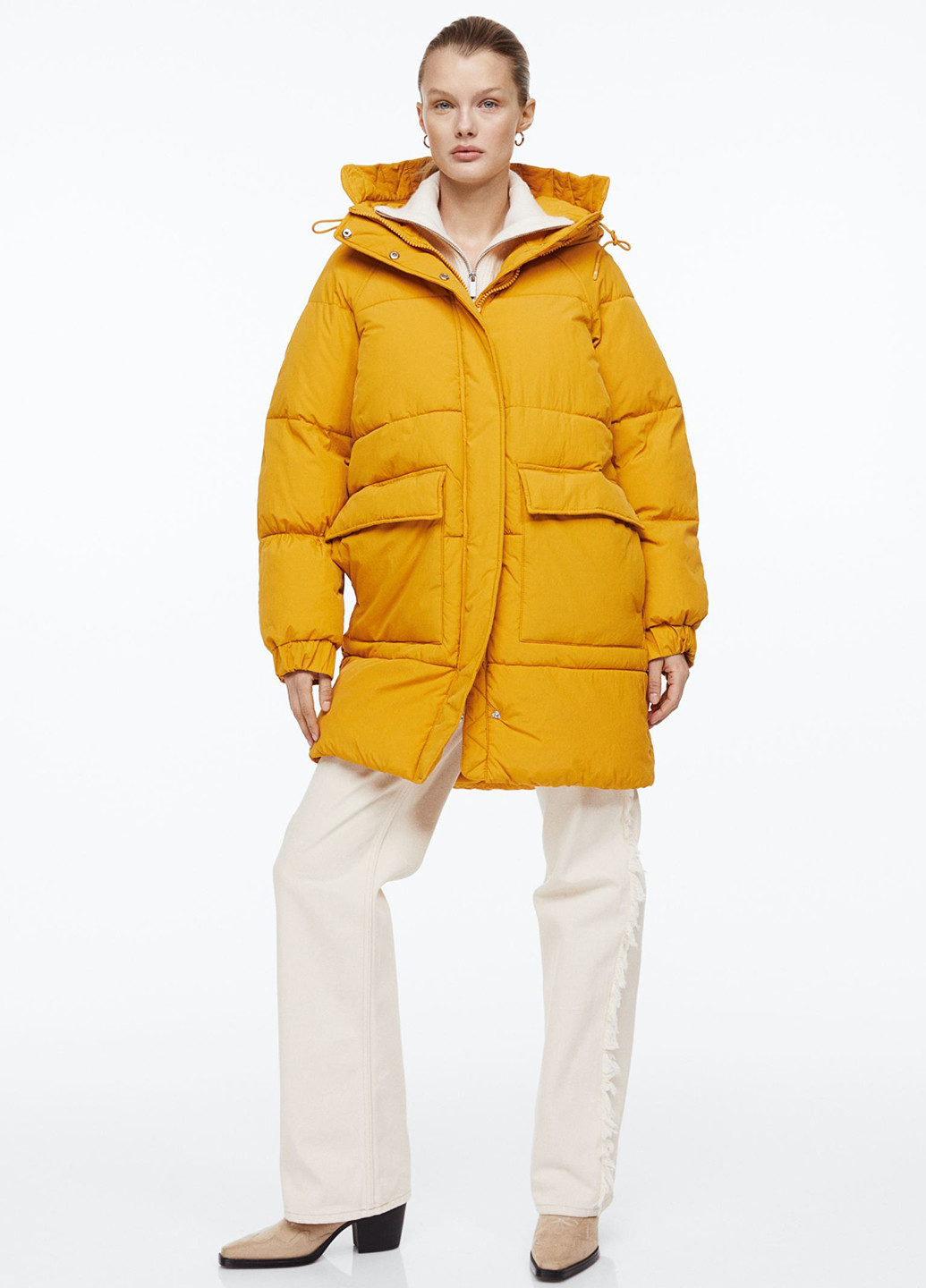 Жовта демісезонна куртка вільного крою H&M
