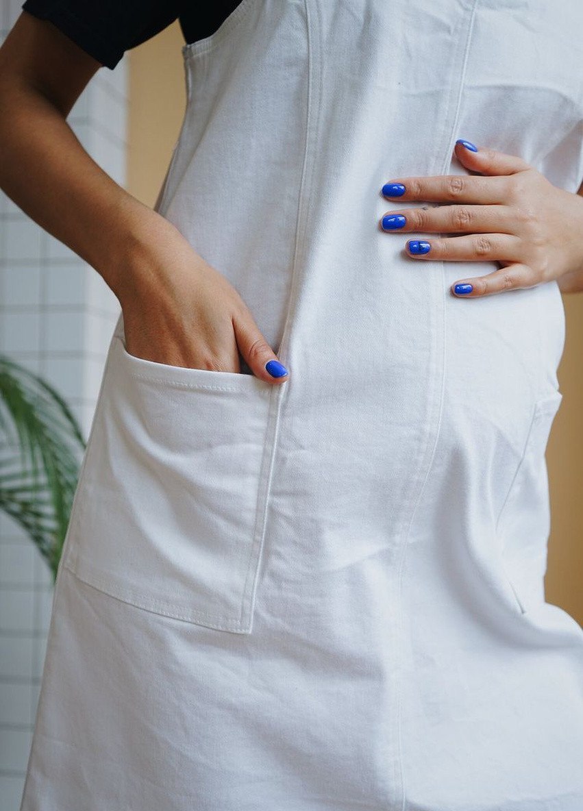 Красивый женский сарафан для беременных с джинсовой ткани белый To Be однотонный
