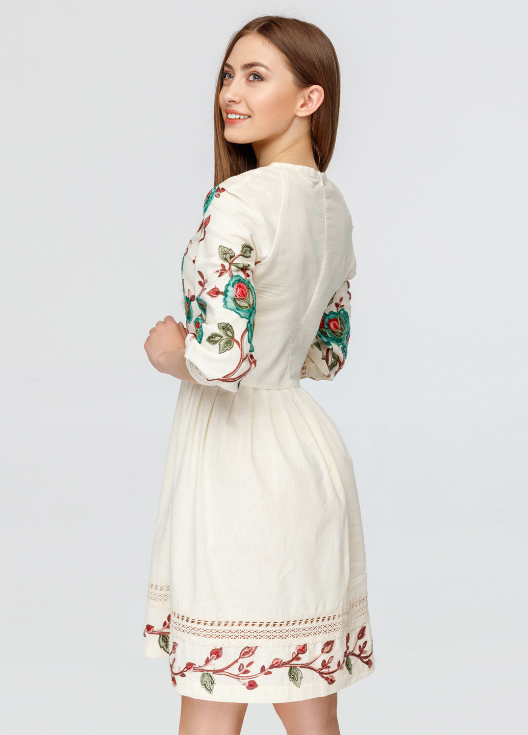 Молочное кэжуал платье Zephyros с цветочным принтом