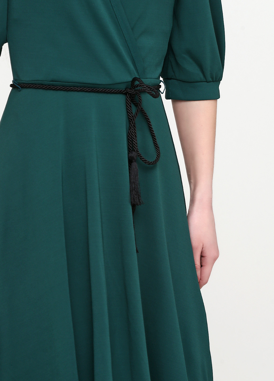 Зеленое кэжуал платье на запах, клеш Motivi однотонное