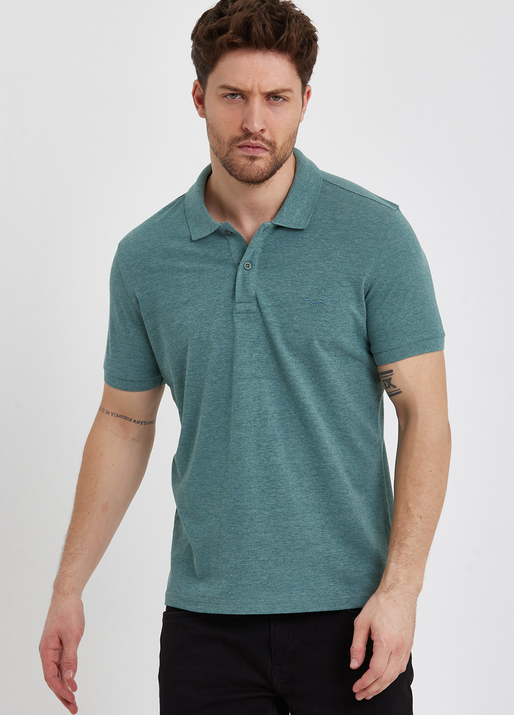 Зеленая футболка-поло для мужчин Trend Collection меланжевая