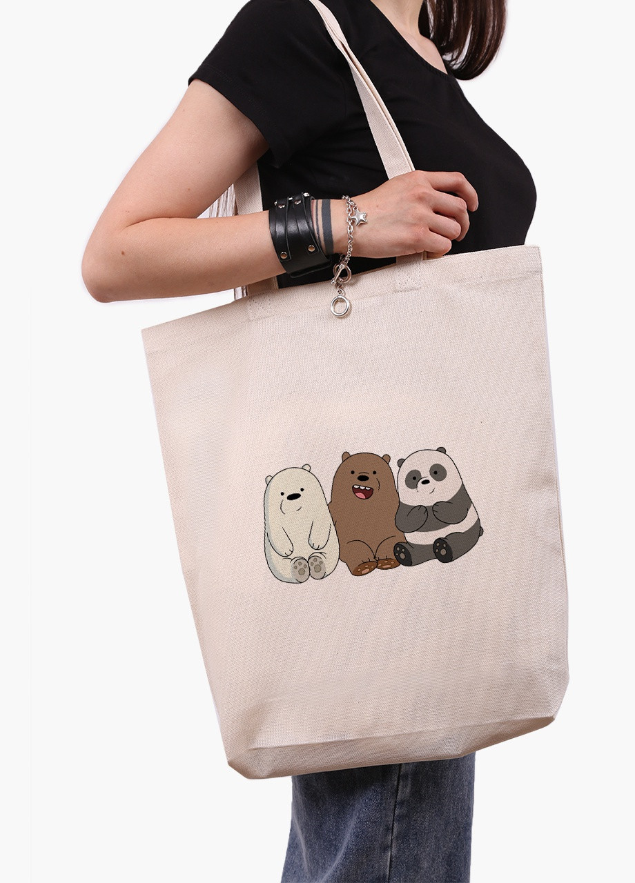 Еко сумка шоппер біла Вся правда про ведмедів (We Bare Bears) (9227-1774-WTD) екосумка шопер 41*39*8 см MobiPrint (216642043)