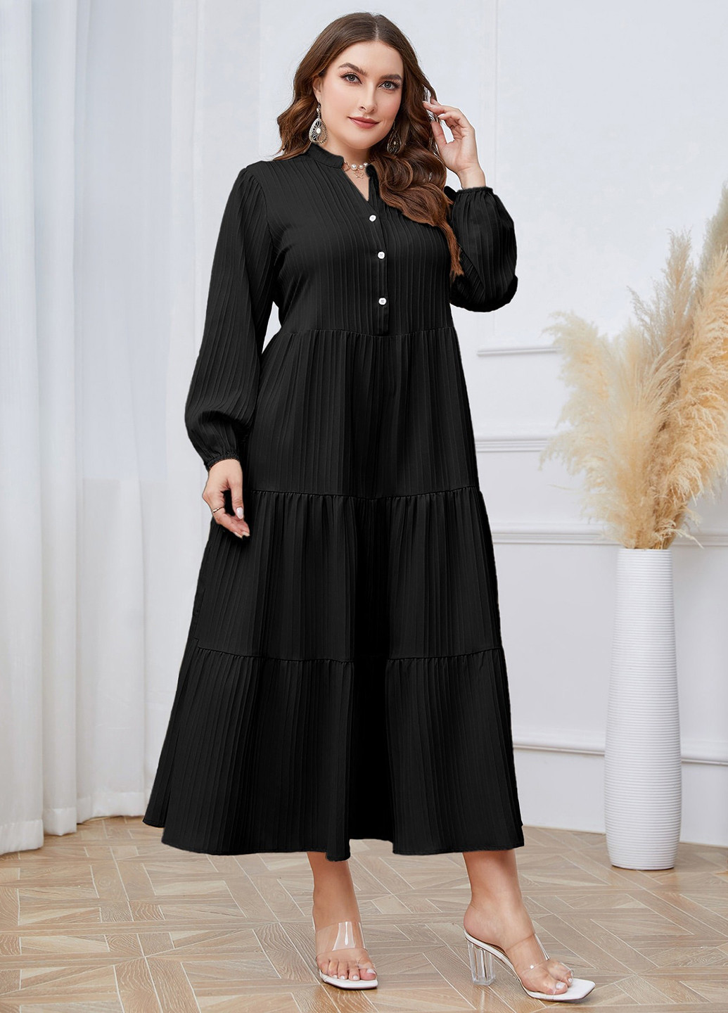 Чорна кежуал сукня оверсайз SHEIN однотонна