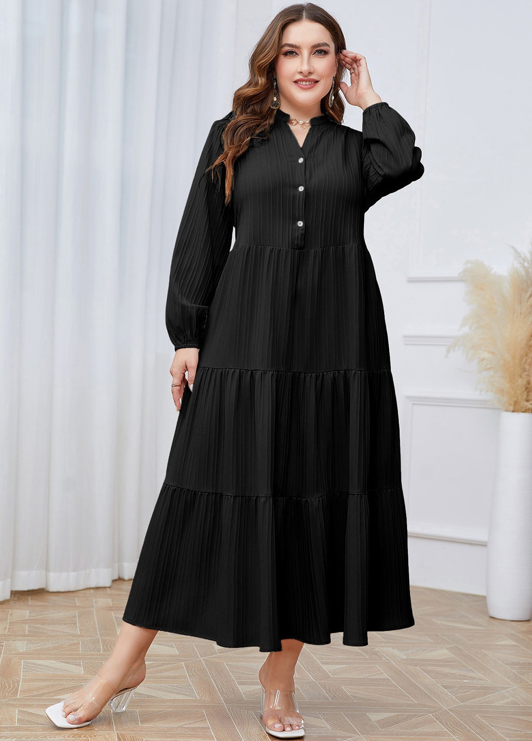 Чорна кежуал сукня оверсайз SHEIN однотонна