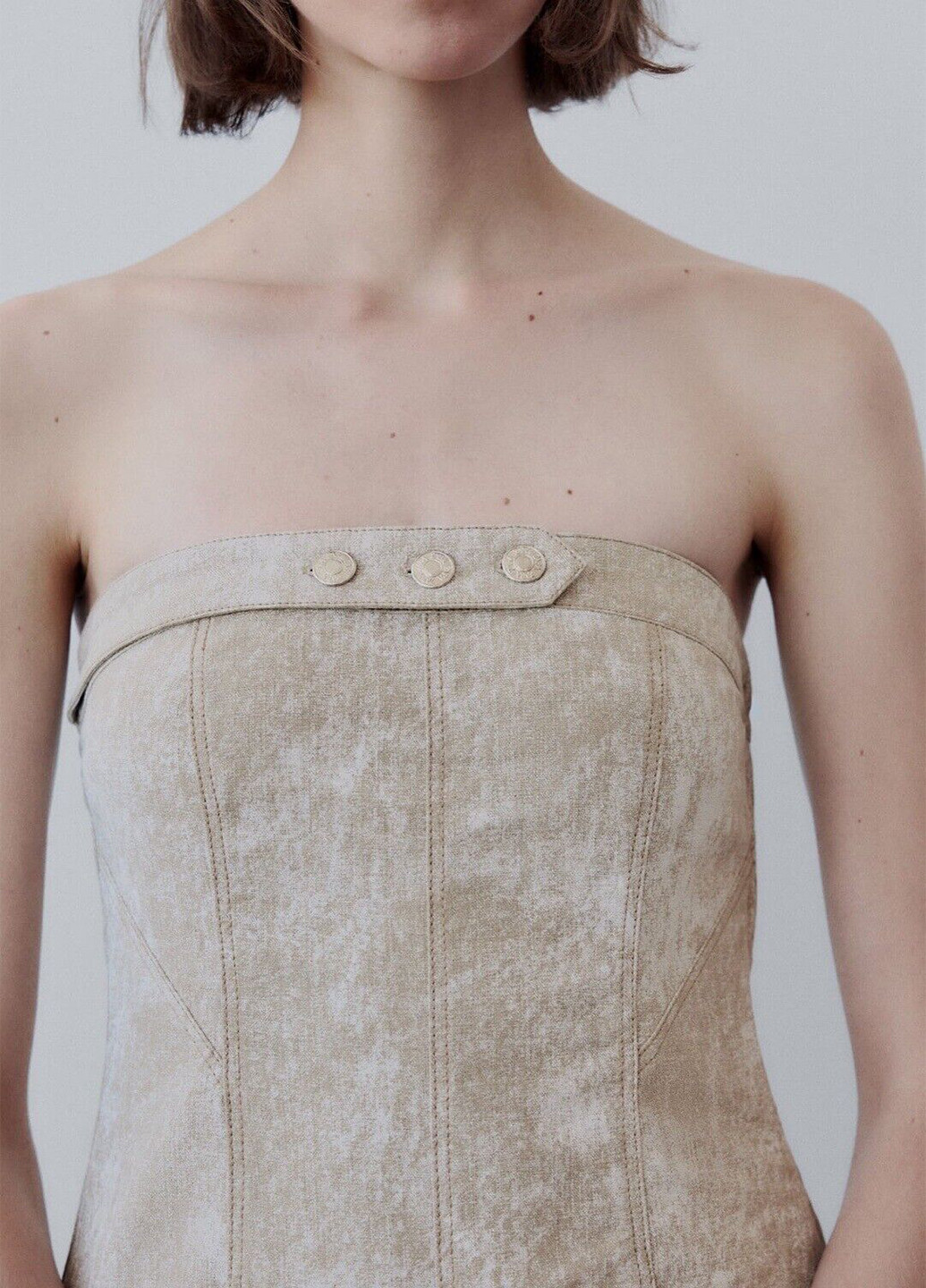 Комбинезон Zara комбинезон-брюки тай-дай бежевый кэжуал лен