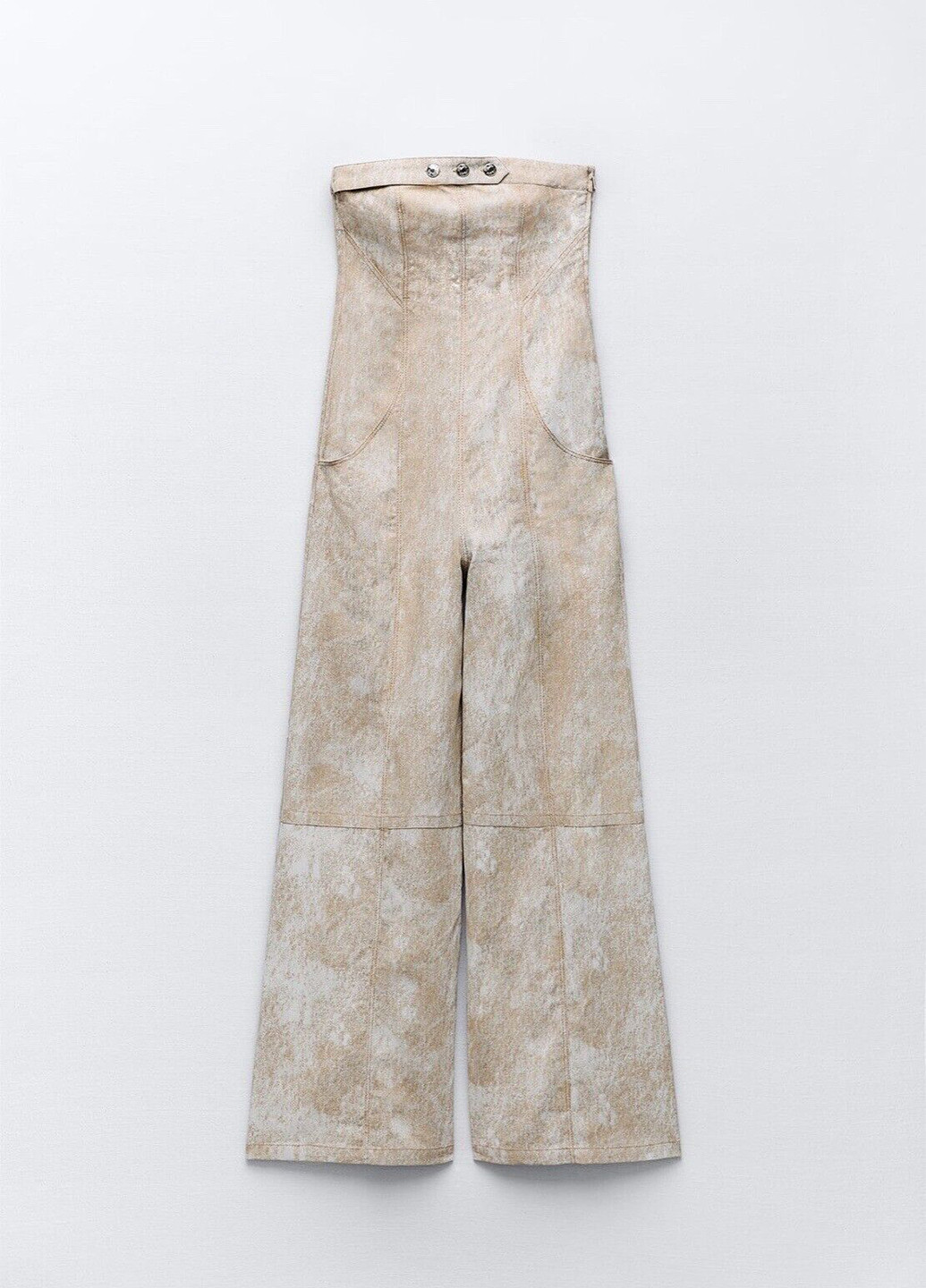 Комбинезон Zara комбинезон-брюки тай-дай бежевый кэжуал лен