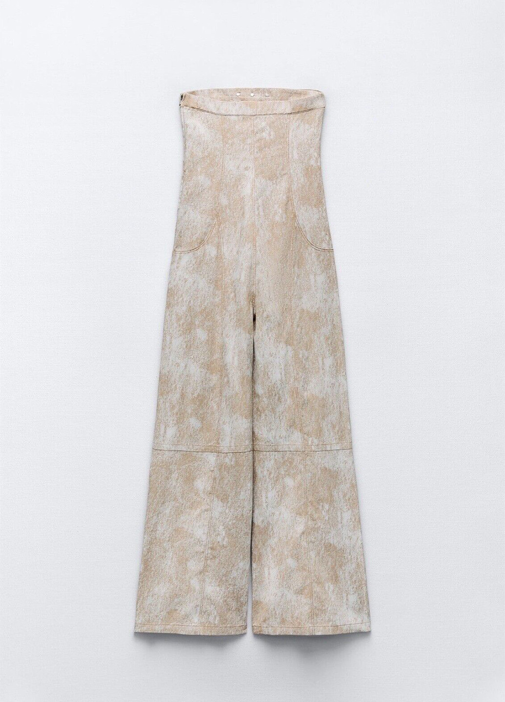 Комбинезон Zara комбинезон-брюки тай-дай бежевый кэжуал лен