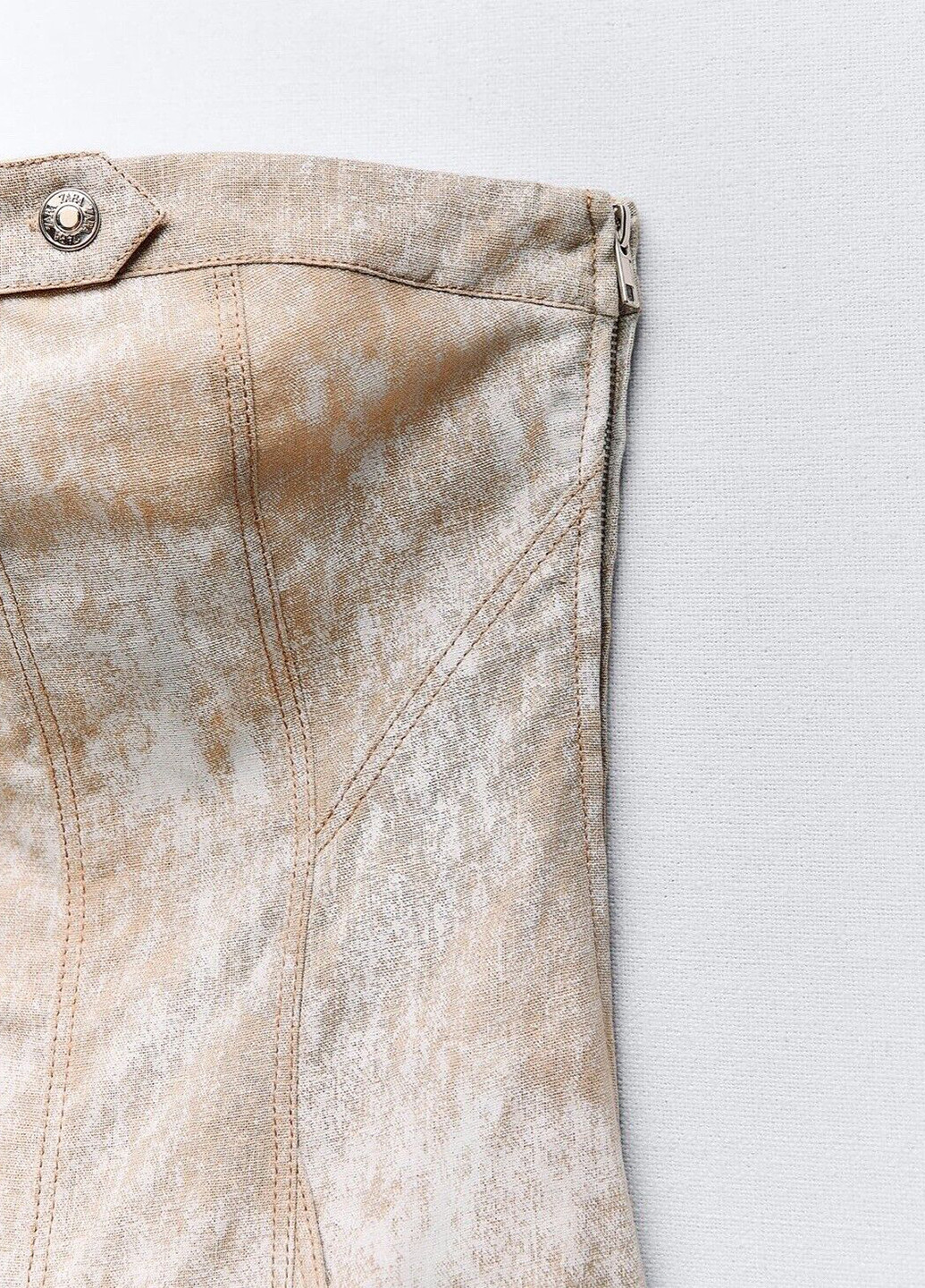 Комбинезон Zara комбинезон-брюки тай-дай бежевый кэжуал лен