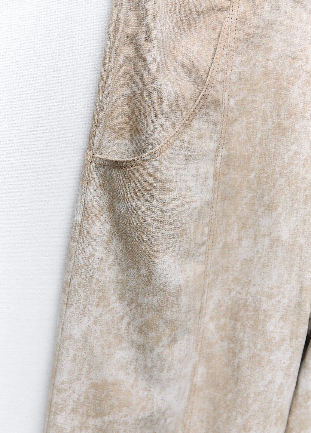 Комбинезон Zara комбинезон-брюки тай-дай бежевый кэжуал лен