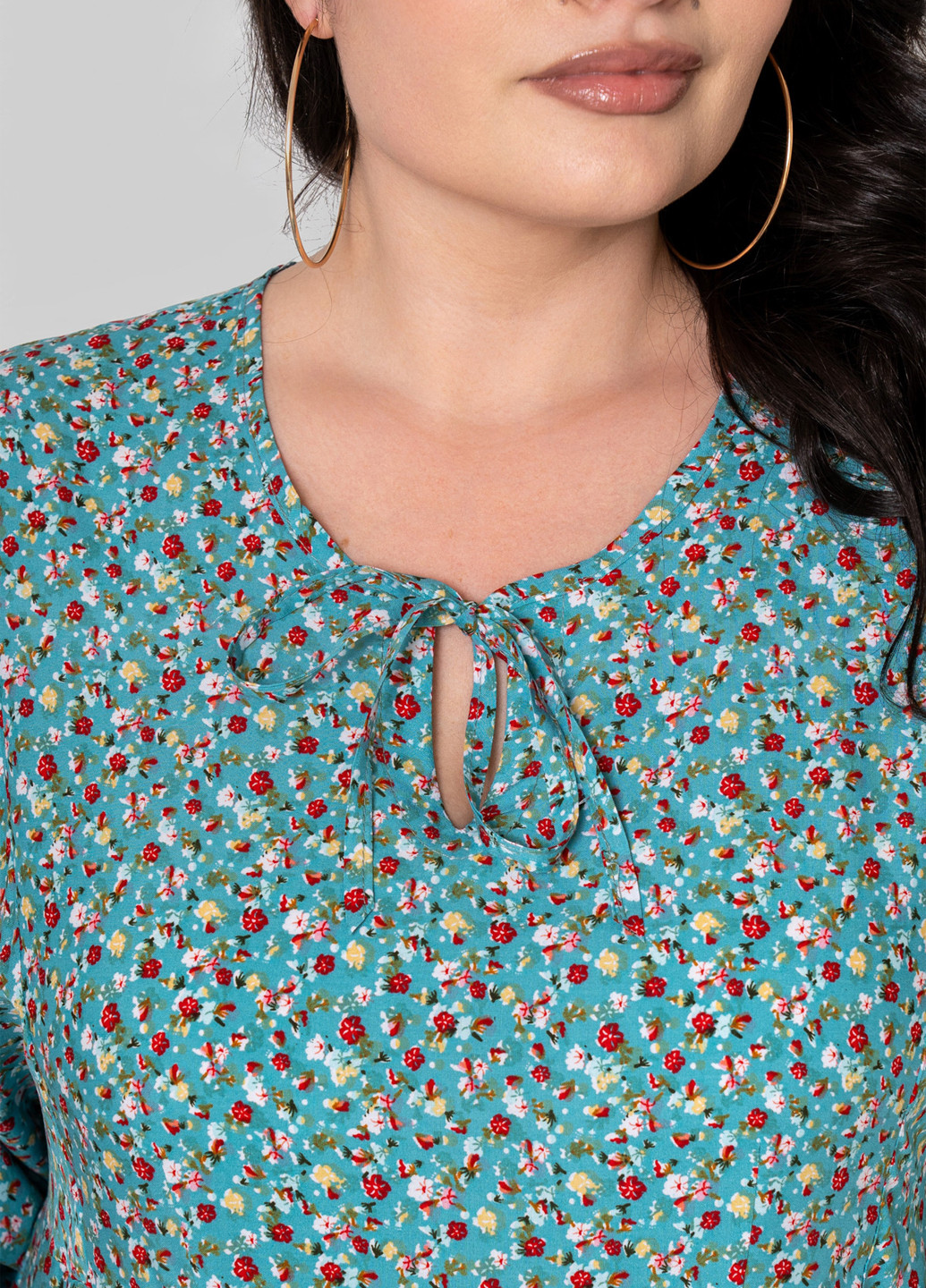 Бирюзовое кэжуал платье а-силуэт A'll Posa с цветочным принтом