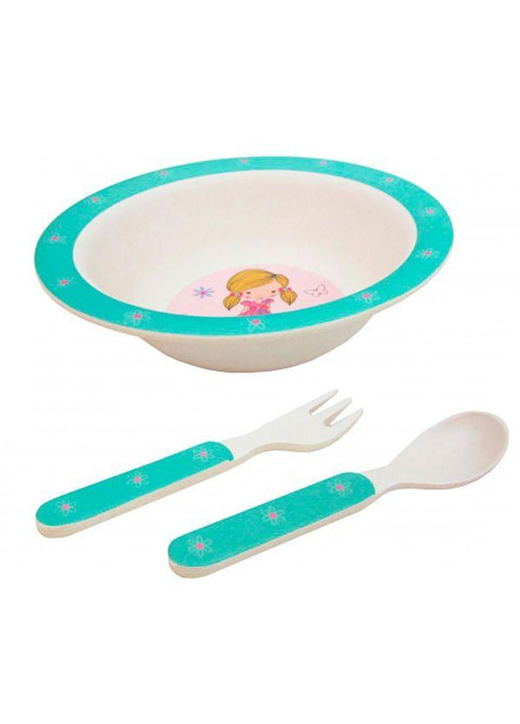Детский набор посуды Модница PT-8349-3 3 предмета бирюзовый Fissman (254651286)