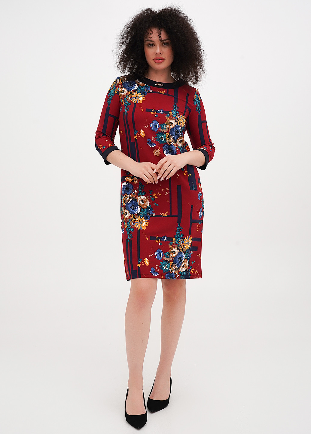 Бордова кежуал сукня футляр Imperial з квітковим принтом
