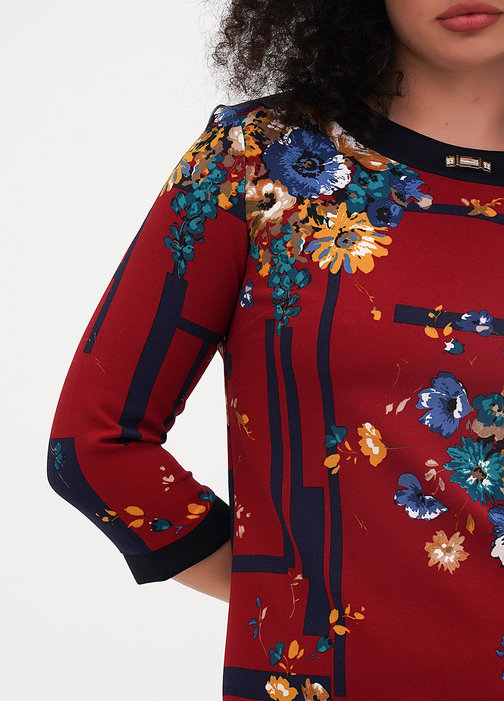 Бордова кежуал сукня футляр Imperial з квітковим принтом