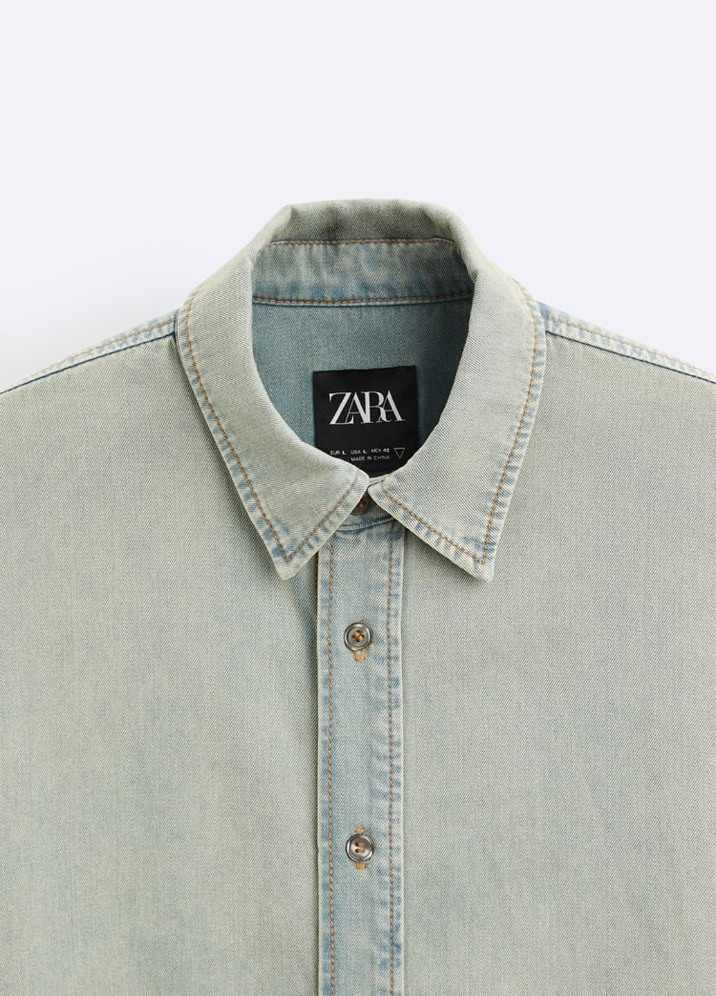 Серо-голубой джинсовая, кэжуал рубашка однотонная Zara