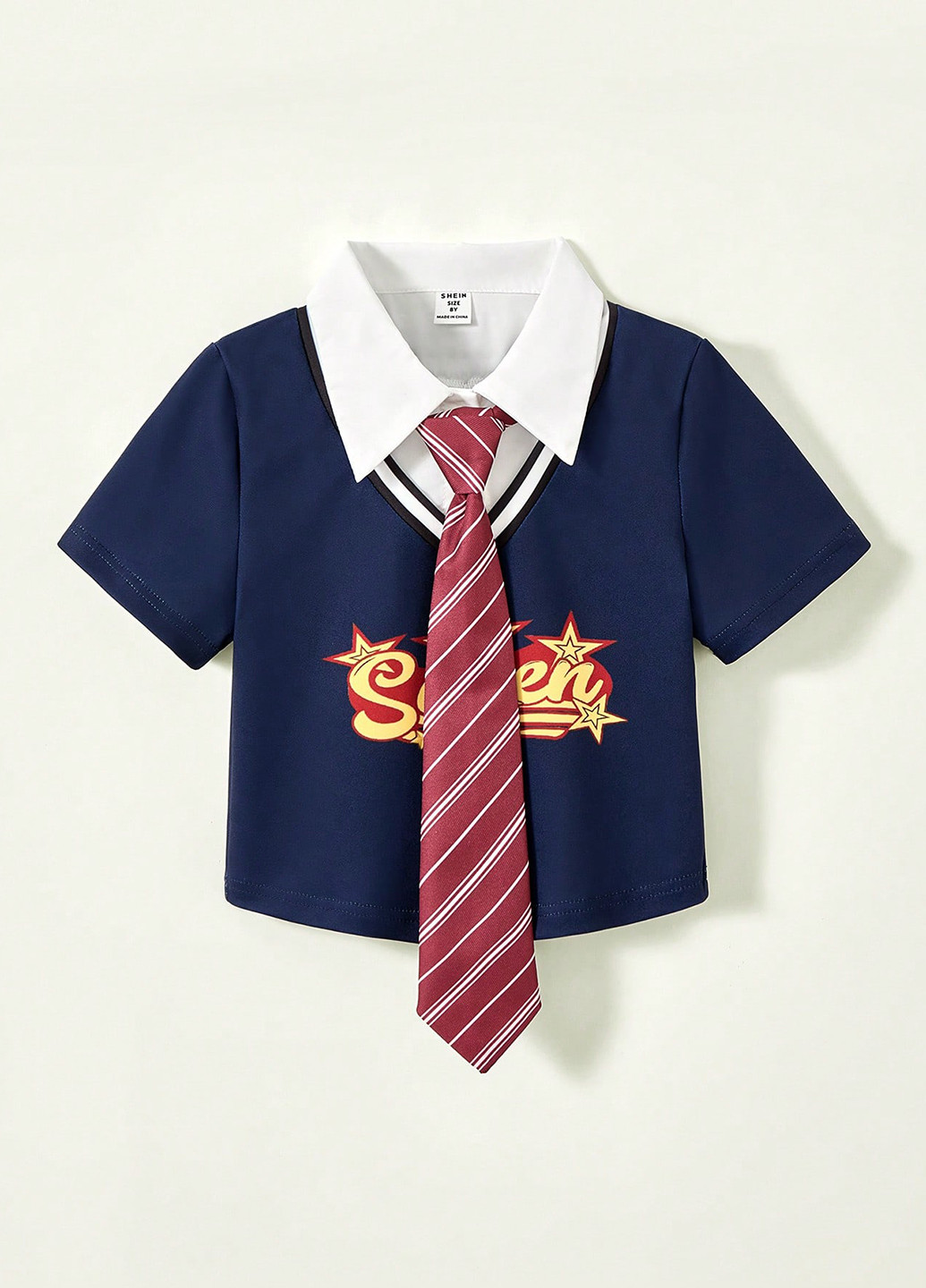 Темно-синяя с надписью блузка SHEIN летняя