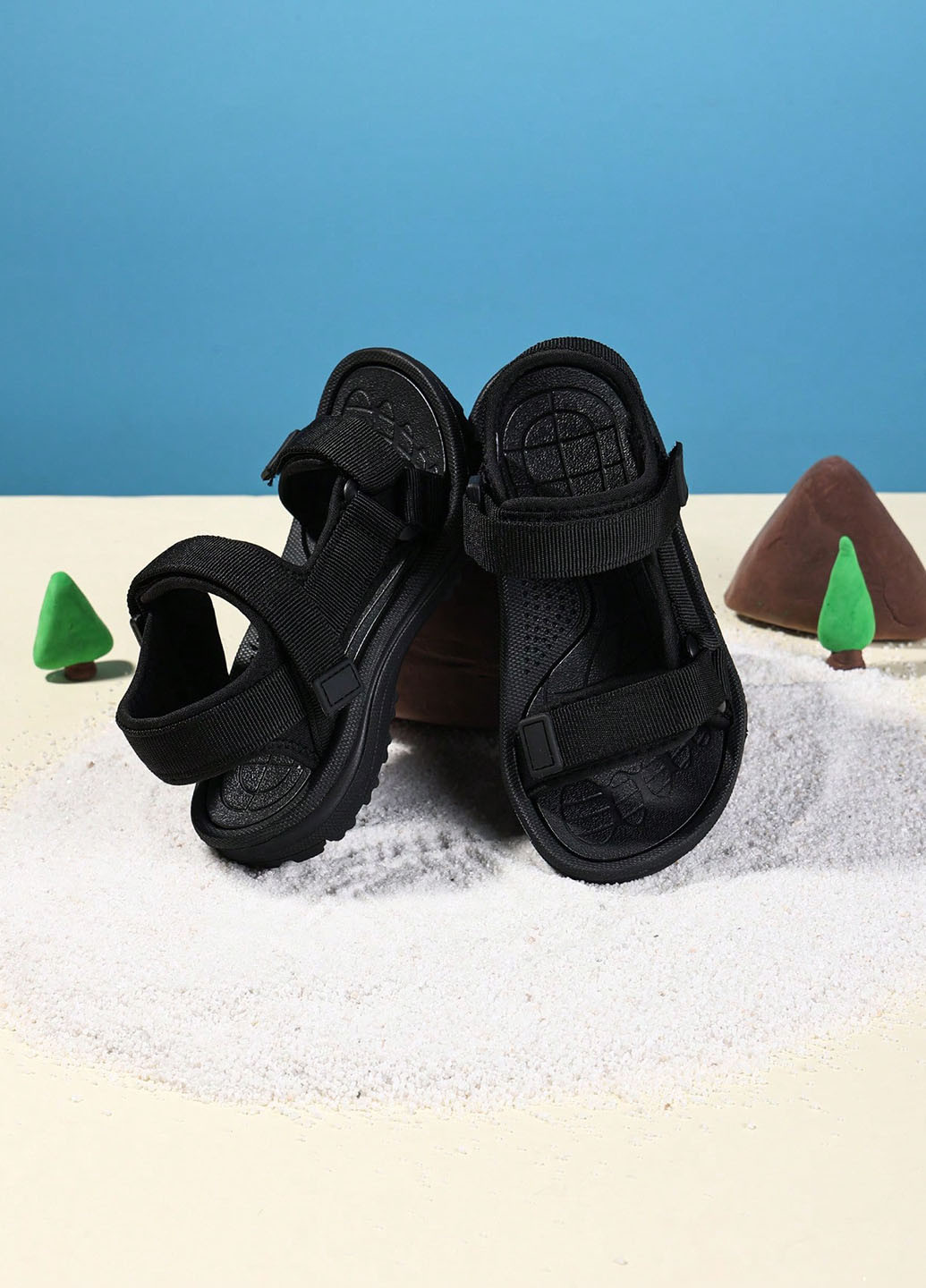 Черные кэжуал, спортивные спортивные сандалии SHEIN на липучке