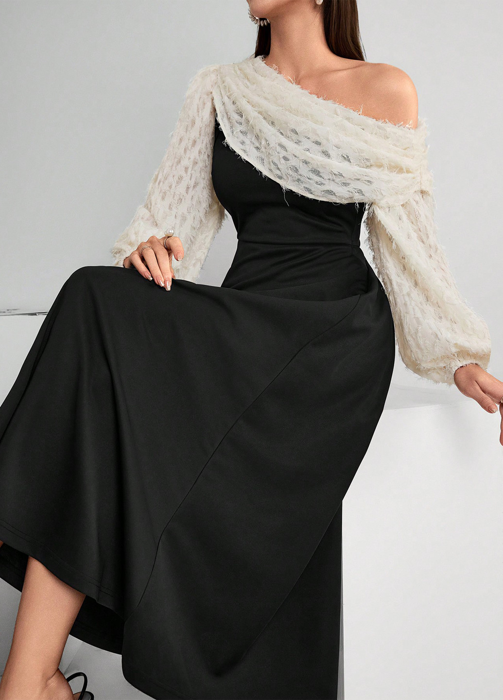 Чорна святковий, кежуал сукня а-силует SHEIN однотонна