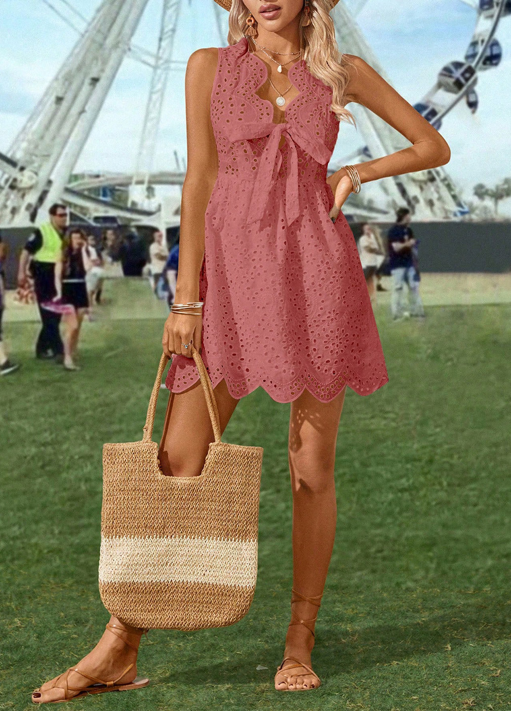 Темно-рожева кежуал сукня кльош SHEIN однотонна