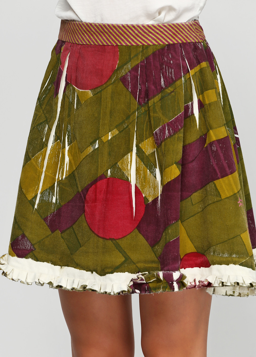 Оливковая (хаки) кэжуал с абстрактным узором юбка Adolfo
