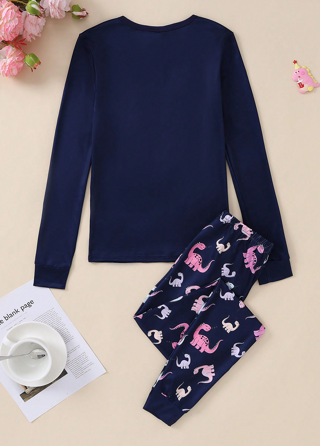 Темно-синя всесезон піжама (лонгслів, штани) лонгслів + брюки SHEIN