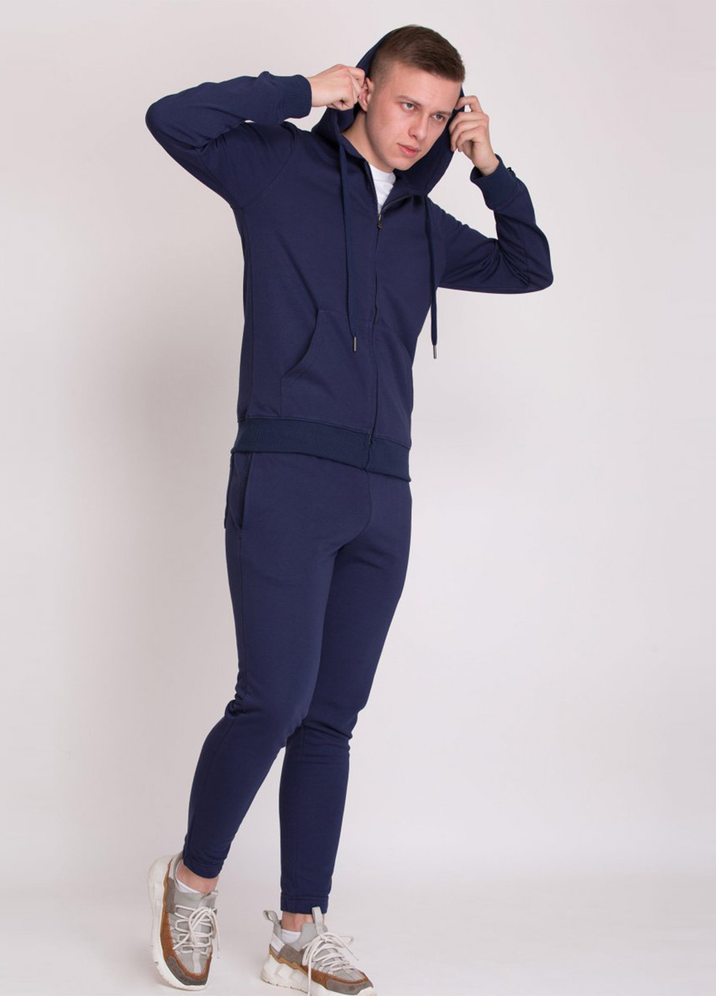 Темно-синий демисезонный костюм (толстовка, брюки) брючный Trend Collection