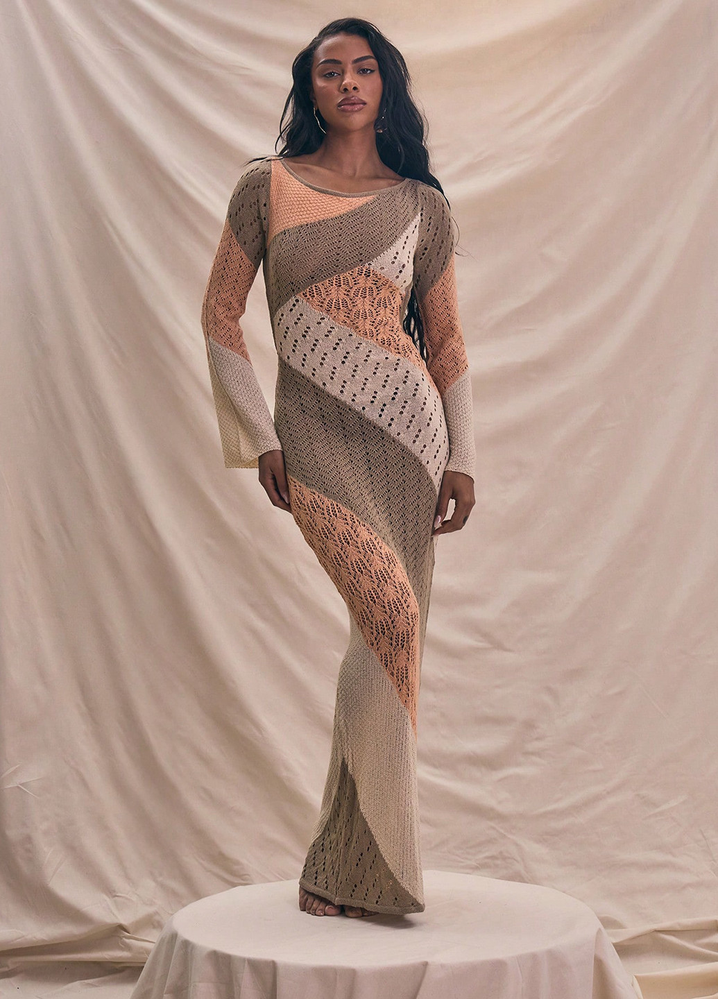 Комбінована кежуал сукня силуетна, з відкритою спиною SHEIN колор блок