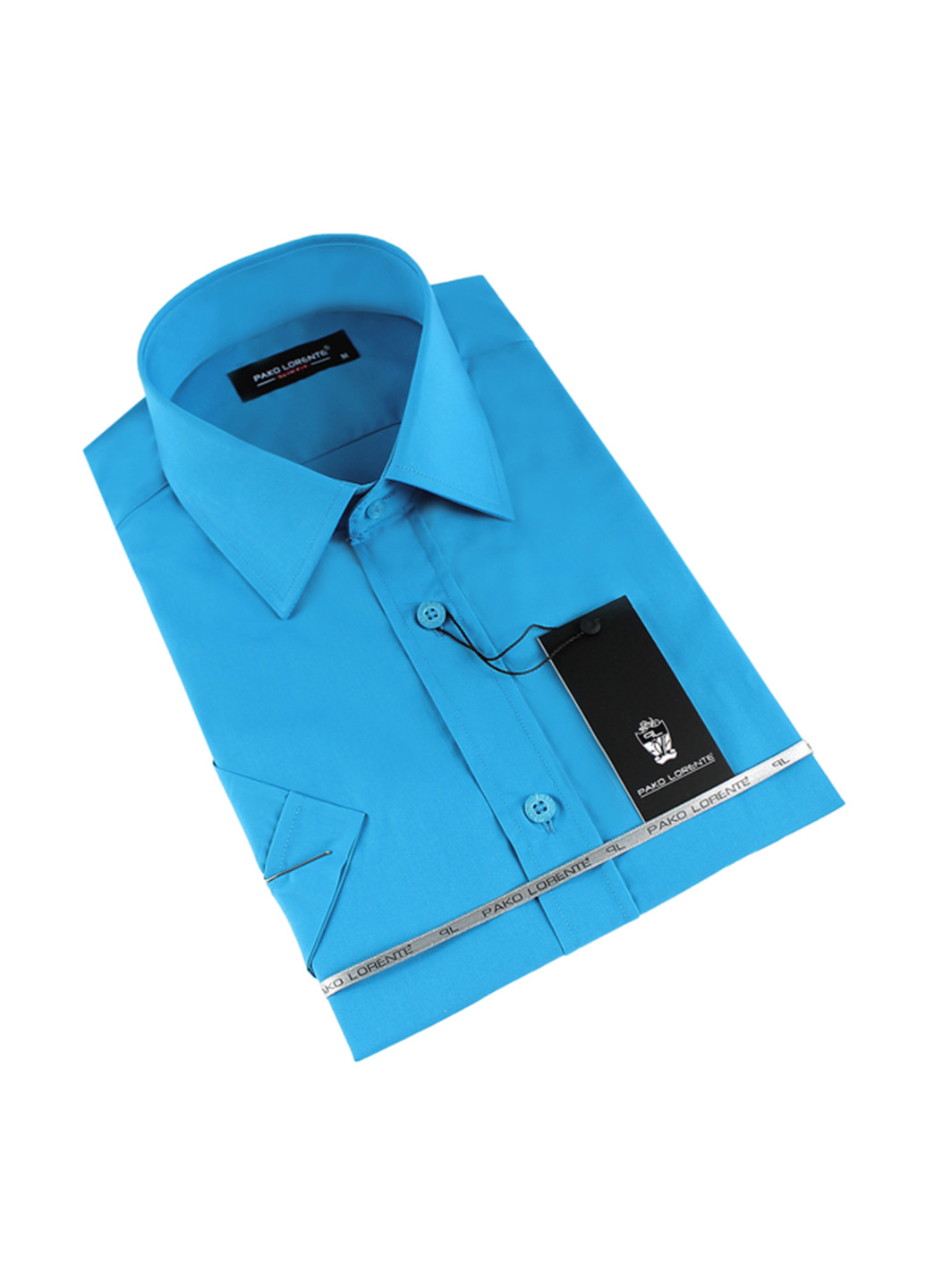 Синяя кэжуал рубашка однотонная Pako Lorente с коротким рукавом