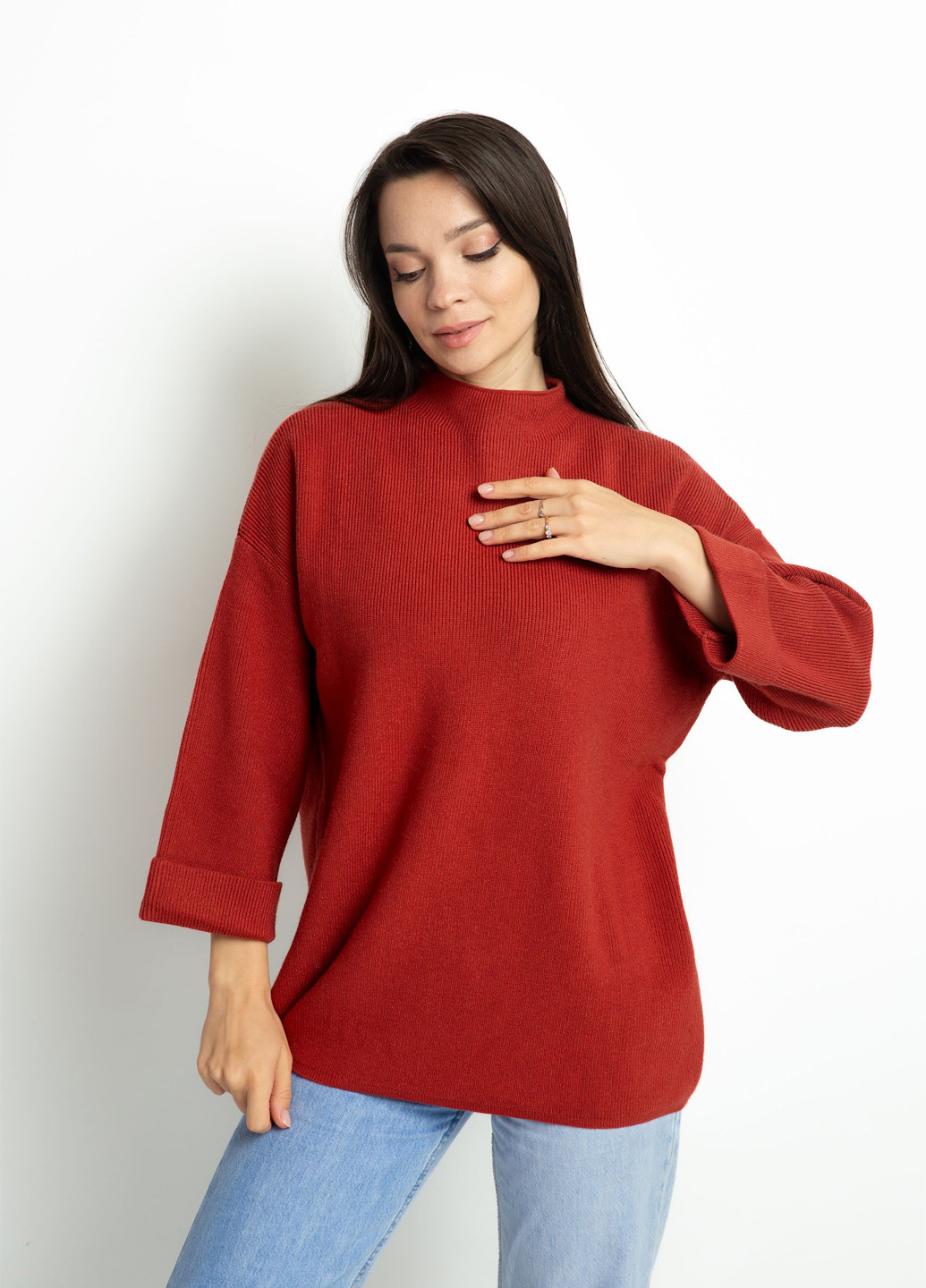 Темно-червоний демісезонний светр Time of Style