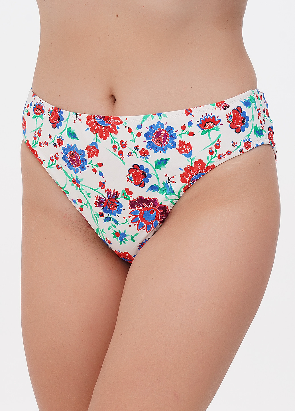 Белые купальные трусики-плавки с цветочным принтом Garnet Hill