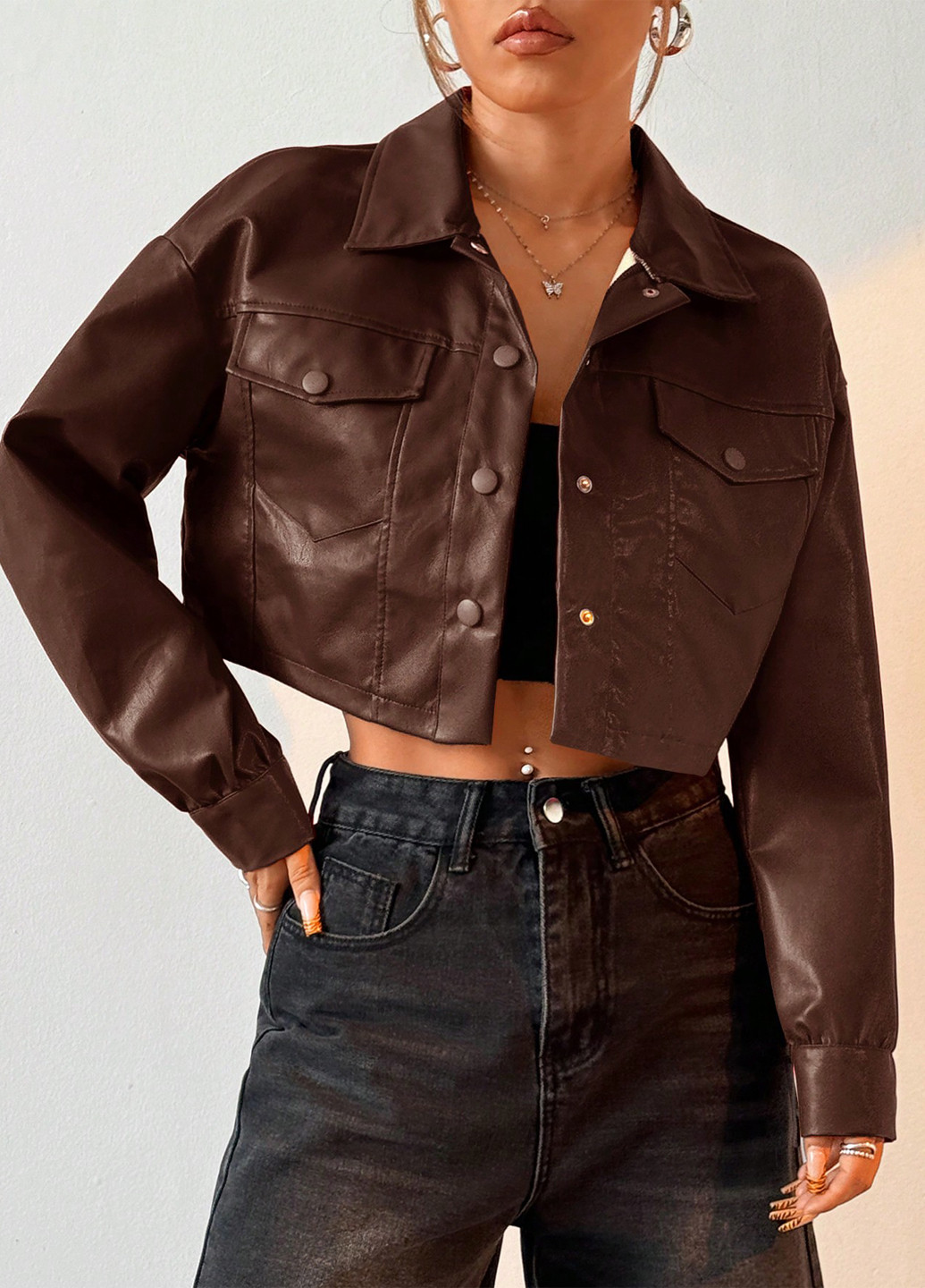 Коричнева демісезонна куртка куртка-піджак SHEIN