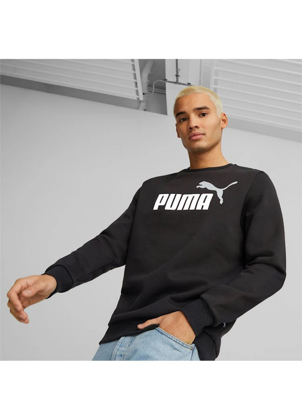 Свитшот Puma - Прямой крой логотип черный кэжуал хлопок - (265212823)