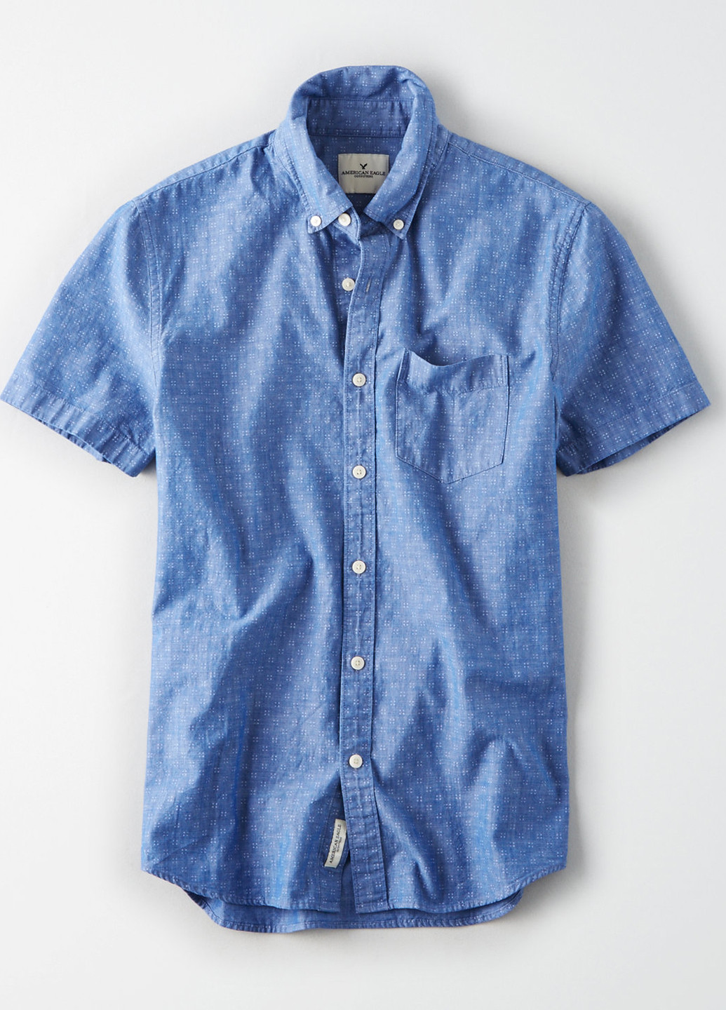 Синяя кэжуал рубашка в горошек American Eagle с коротким рукавом