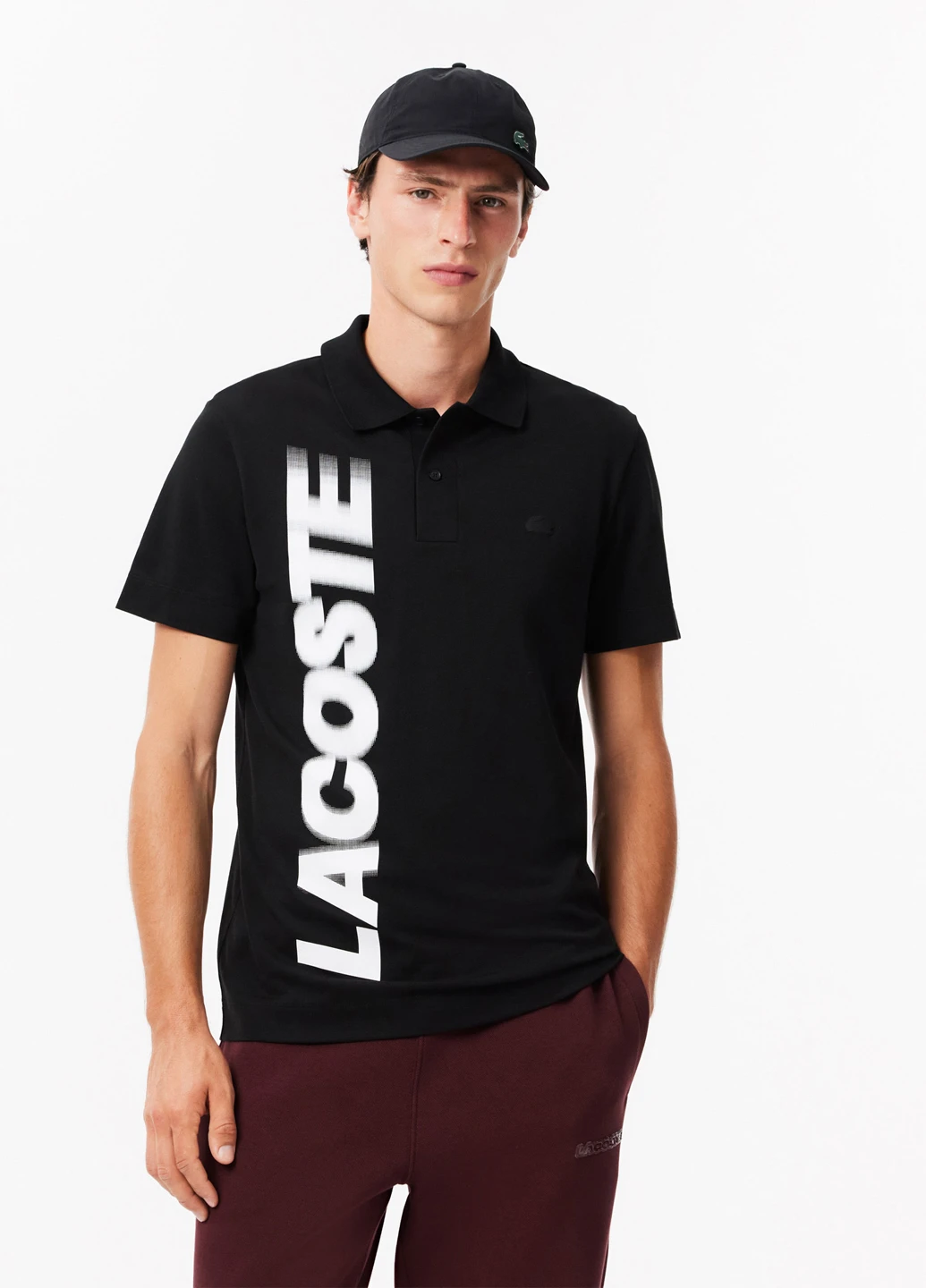 Черная футболка-поло для мужчин Lacoste с логотипом