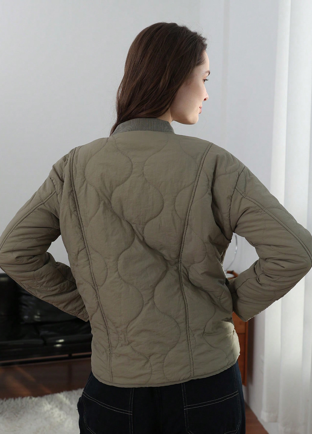 Бомбер SHEIN бейсбольний на гудзиках (364846633)