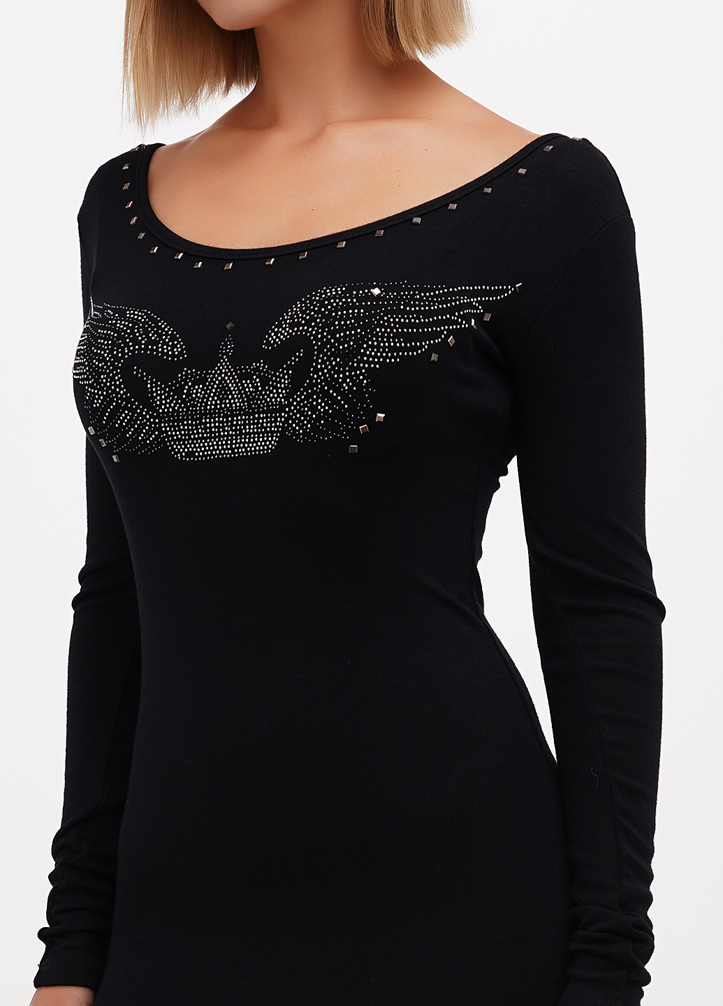 Черное кэжуал платье силуэтная Sassofono Club однотонное