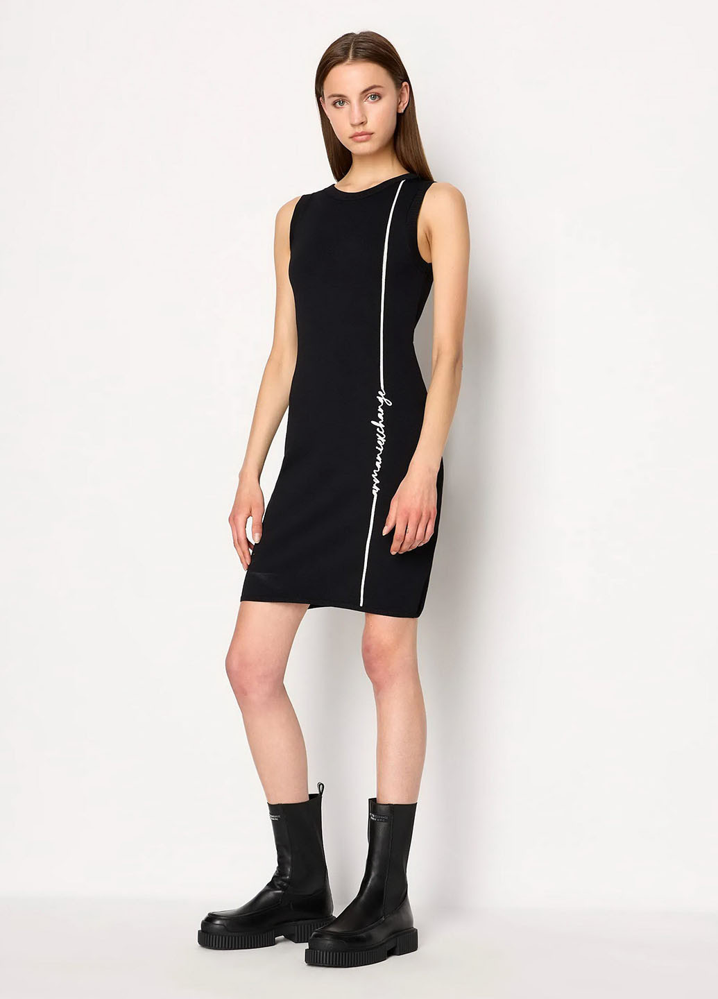 Черное кэжуал платье Armani Exchange с логотипом