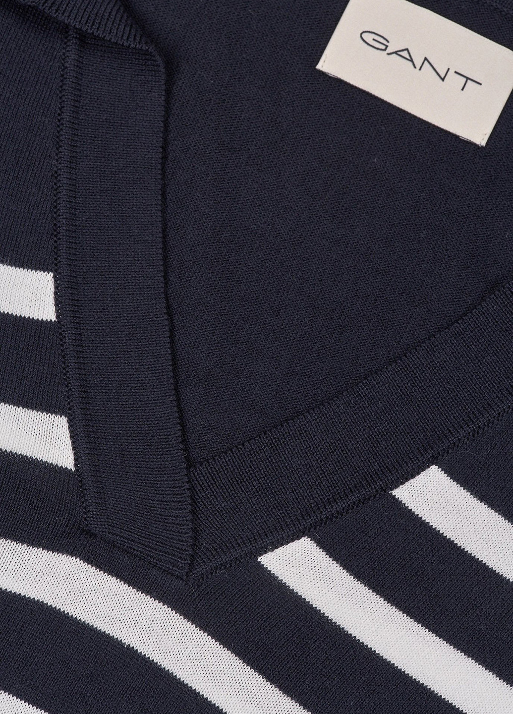 Темно-синяя женская футболка-поло Gant в полоску