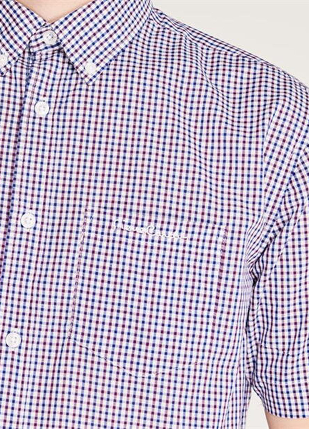 Сиреневая кэжуал рубашка в клетку Pierre Cardin