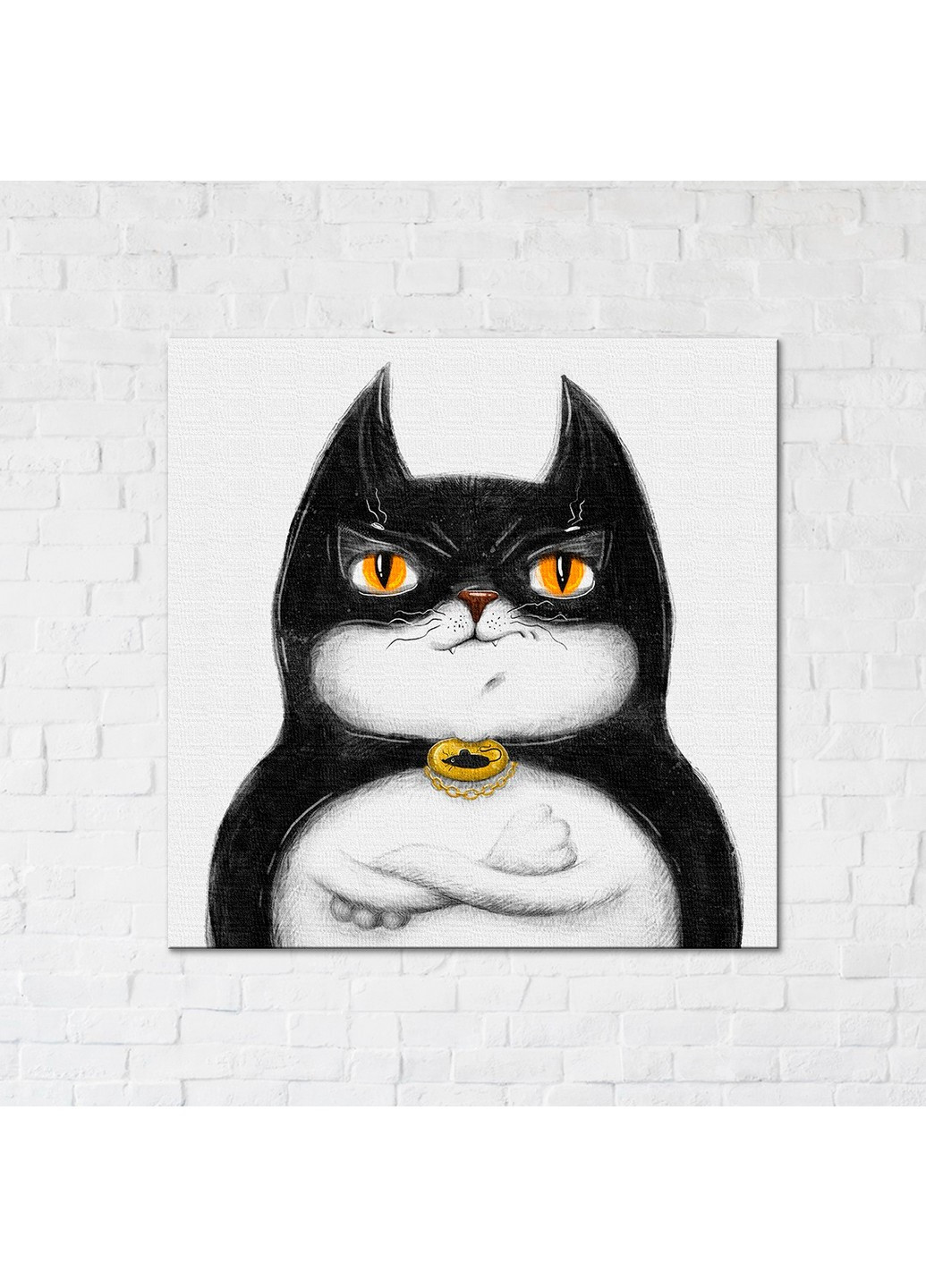 Картина-постер котик Бетмэн ©Марианна Пащук 50х50 см Brushme (255373495)