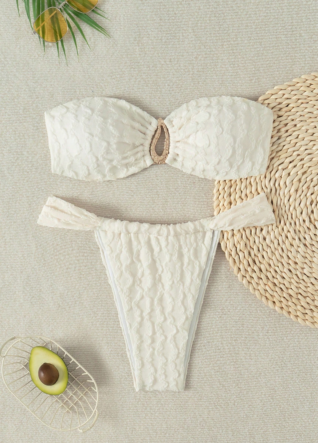 Белый летний купальник (лиф, трусики) раздельный SHEIN