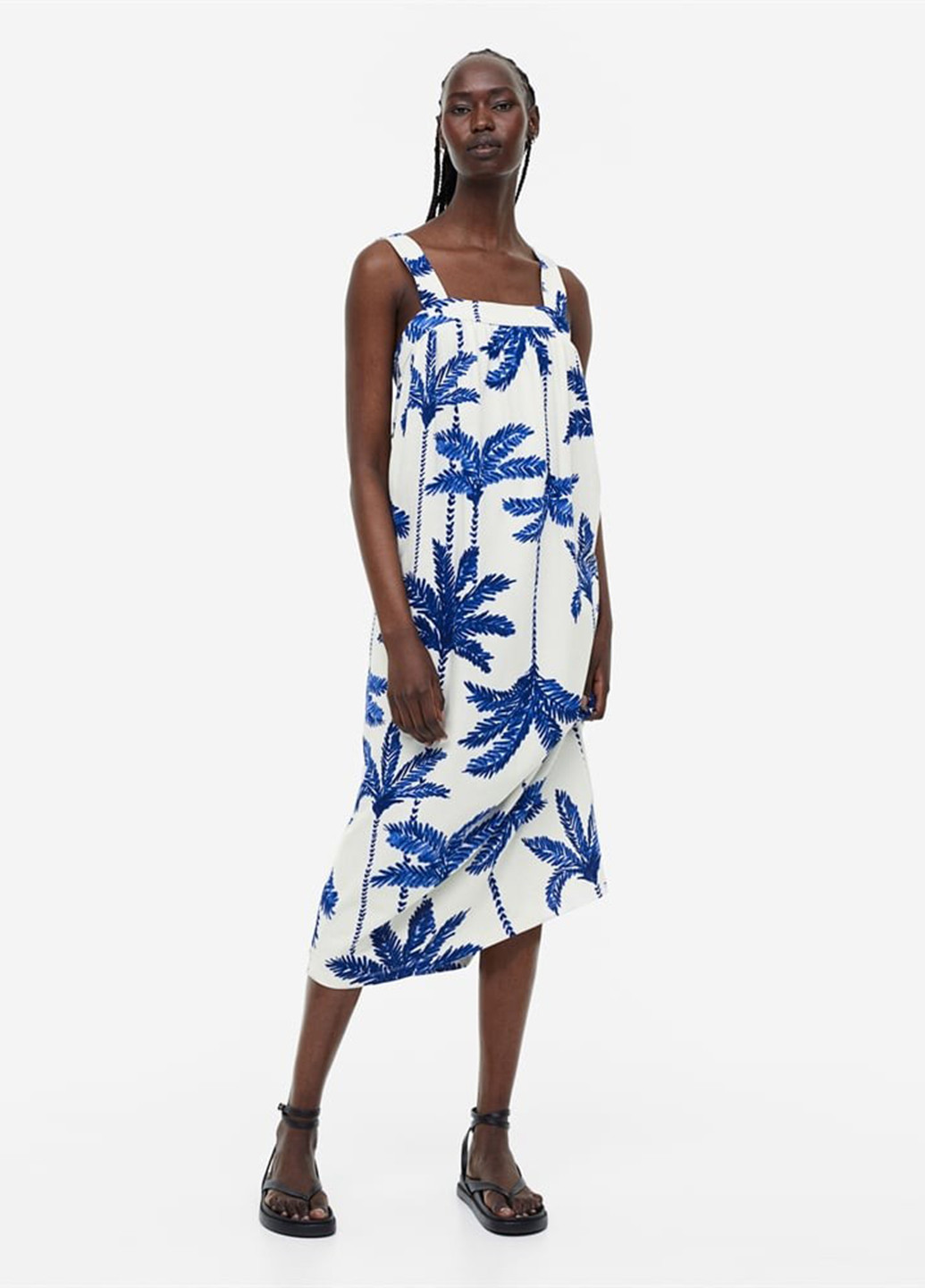 Белое кэжуал платье H&M с рисунком