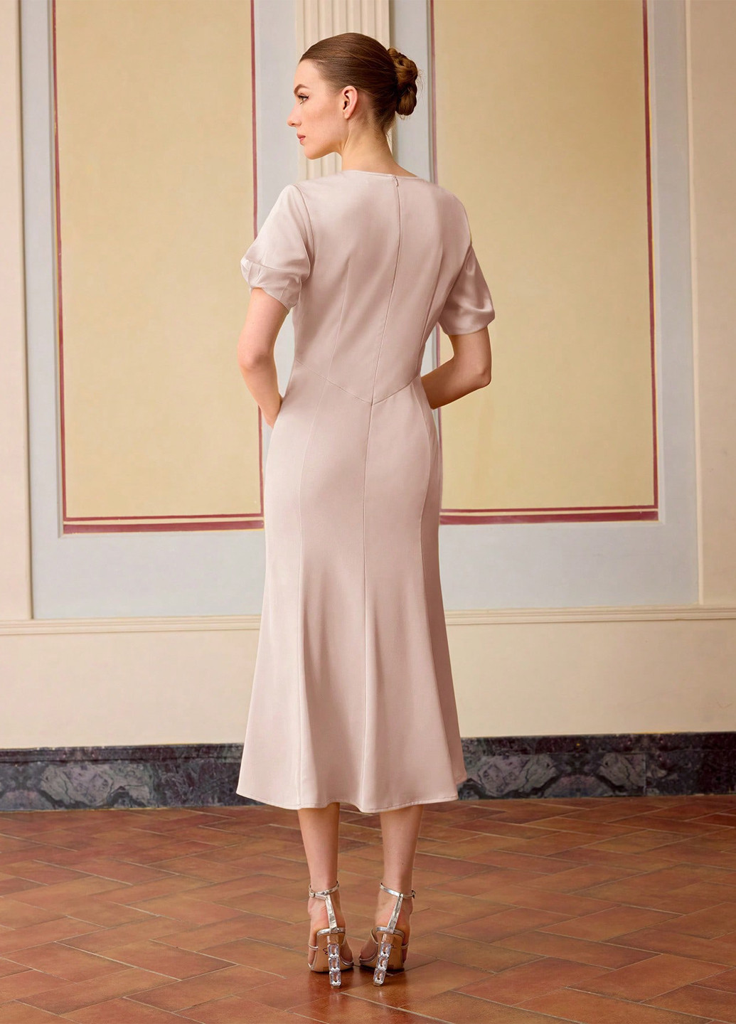 Пудрова святковий, вечірня сукня а-силует SHEIN однотонна