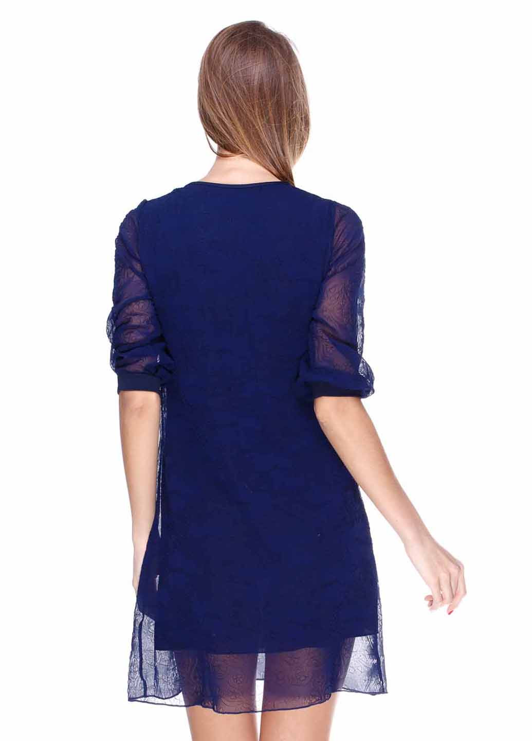 Синее кэжуал платье Vergans с цветочным принтом