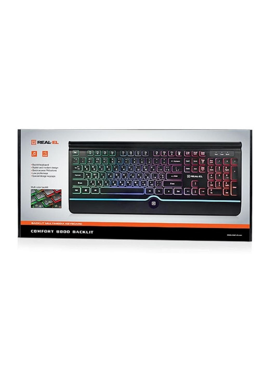Клавиатура 8000 Comfort Backlit Black Real-El (250604711)