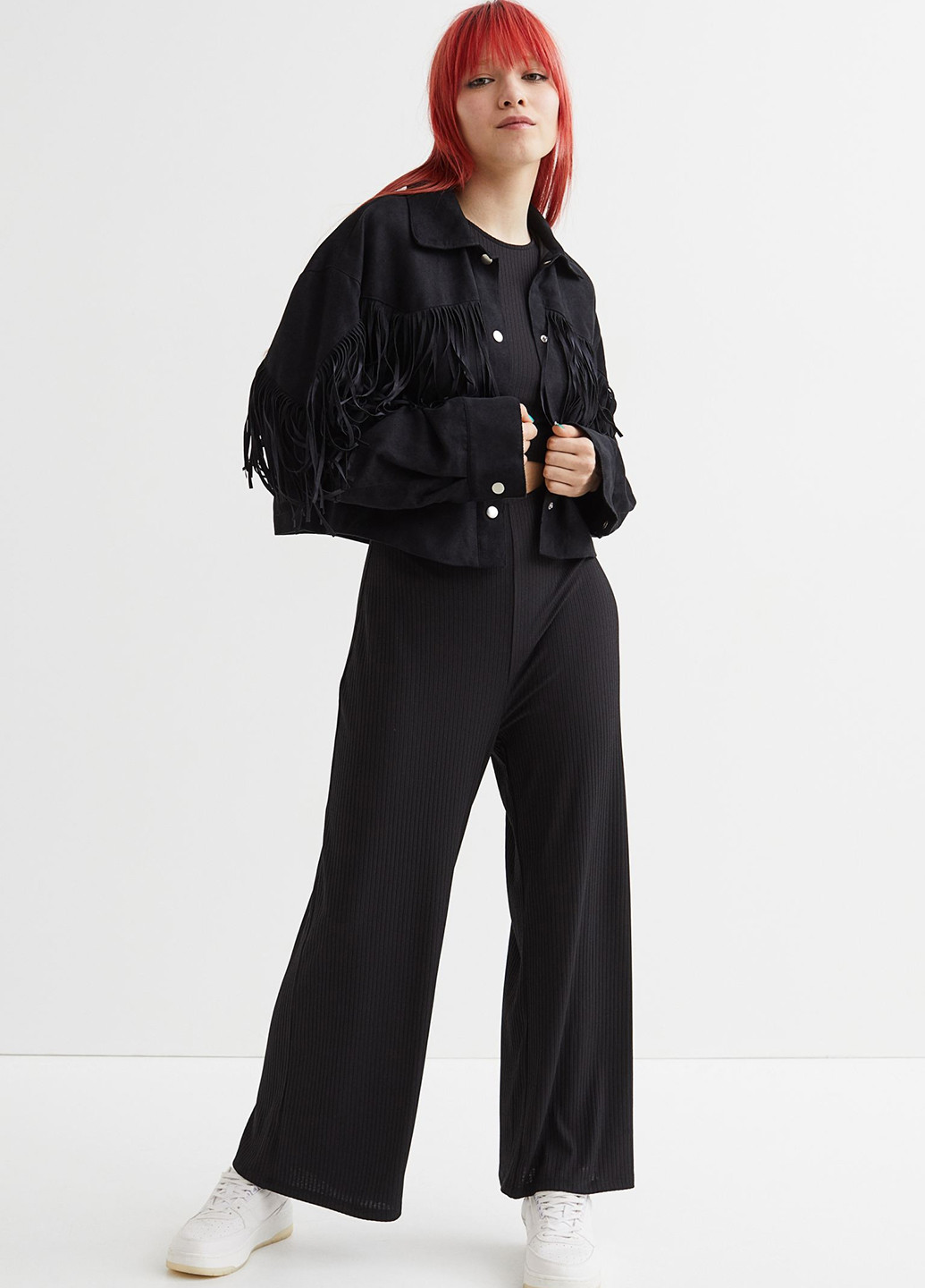Комбинезон H&M комбинезон-брюки однотонный чёрный кэжуал полиэстер