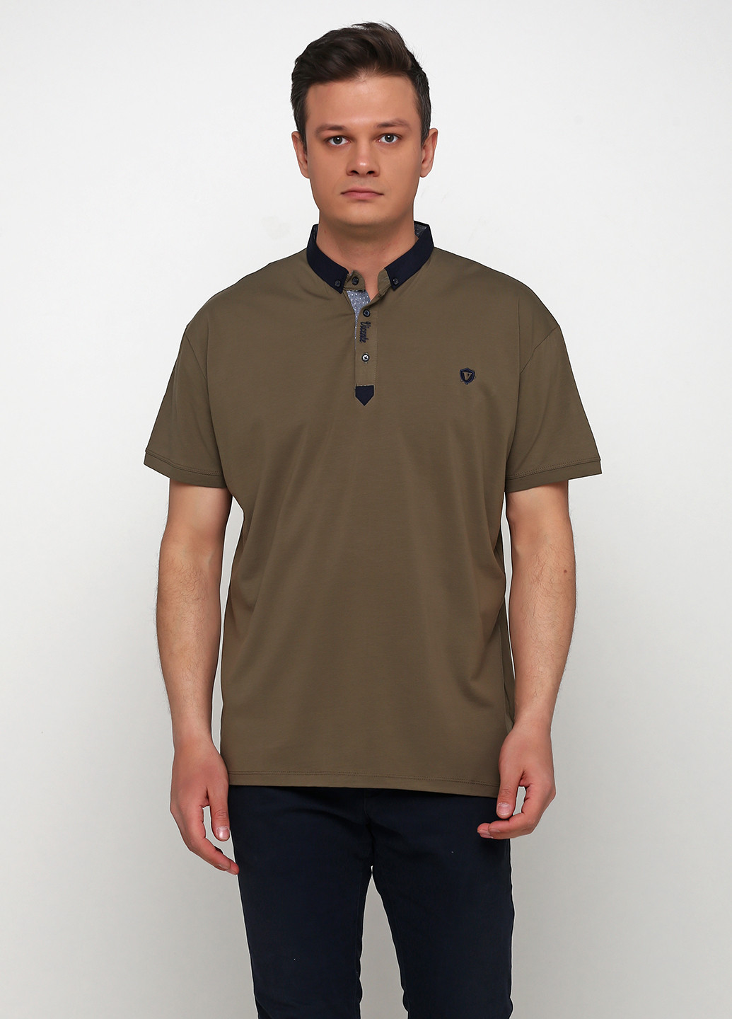 Оливковая (хаки) футболка-поло для мужчин Vip Ston однотонная