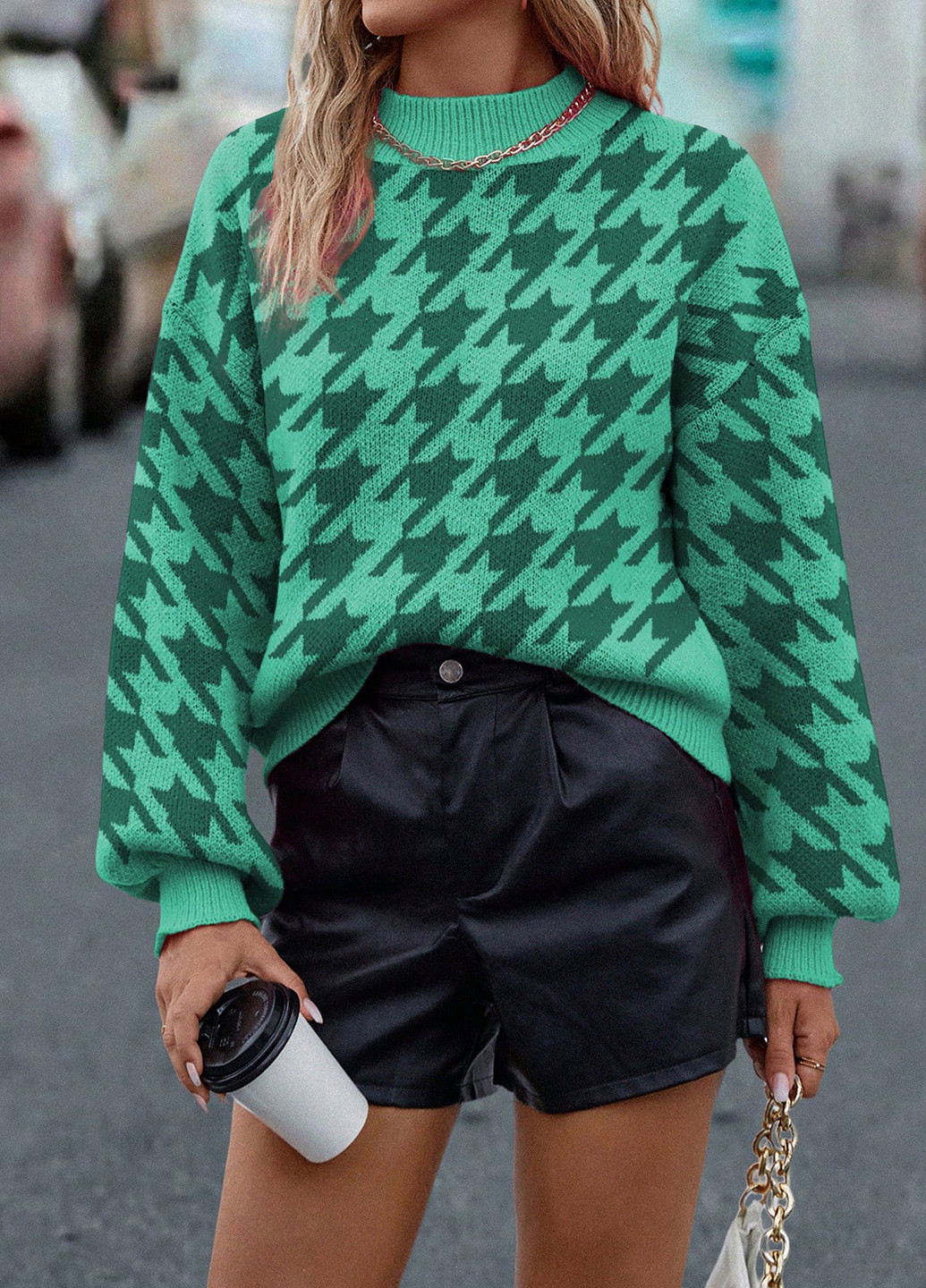 Зеленый демисезонный свитер SHEIN