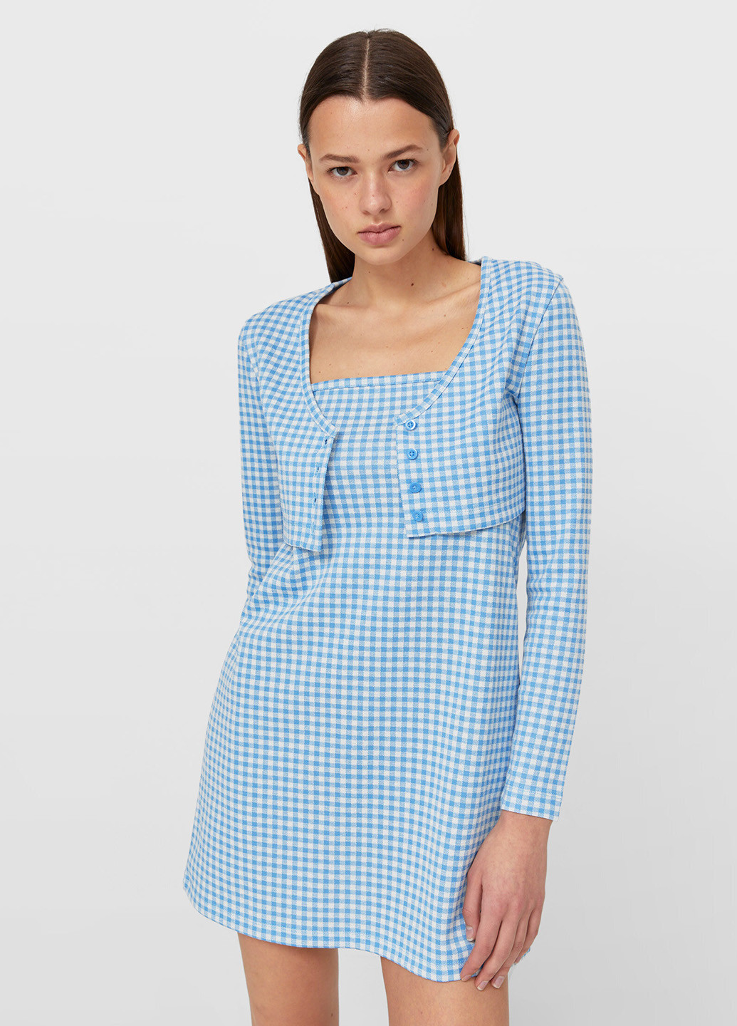 Голубой демисезонный комплект (платье. болеро) Stradivarius