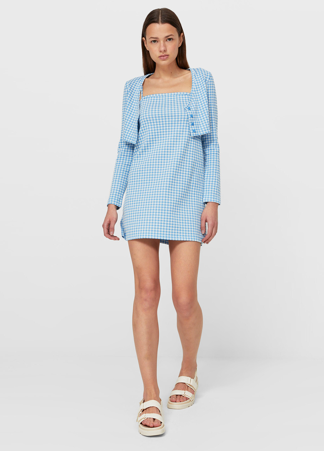 Голубой демисезонный комплект (платье. болеро) Stradivarius